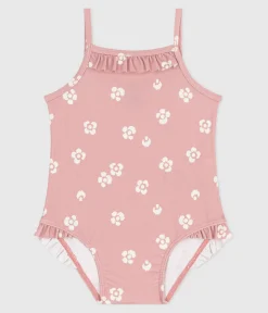 Petit Bateau Bademode, Uv-Kleidung*Einteiliger Baby-Badeanzug mit Rüschen und Blumenmuster rosa CHARME/weiss MARSHMALLOW