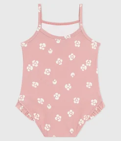 Petit Bateau Bademode, Uv-Kleidung*Einteiliger Baby-Badeanzug mit Rüschen und Blumenmuster rosa CHARME/weiss MARSHMALLOW