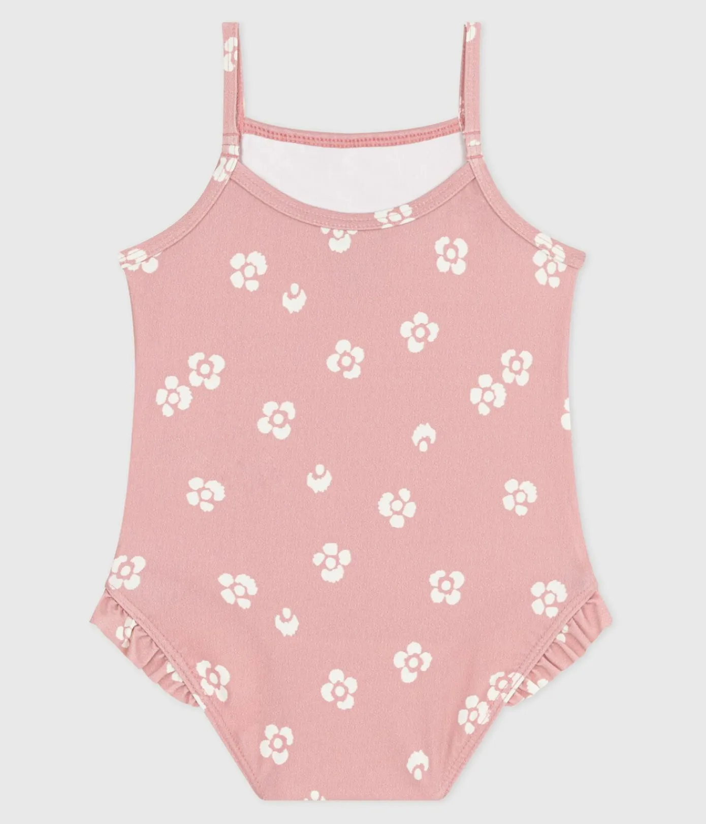 Petit Bateau Bademode, Uv-Kleidung*Einteiliger Baby-Badeanzug mit Rüschen und Blumenmuster rosa CHARME/weiss MARSHMALLOW