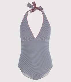 Petit Bateau Bademode*Einteiliger Damen-Badeanzug mit Streifen blau MEDIEVAL/weiss MARSHMALLOW