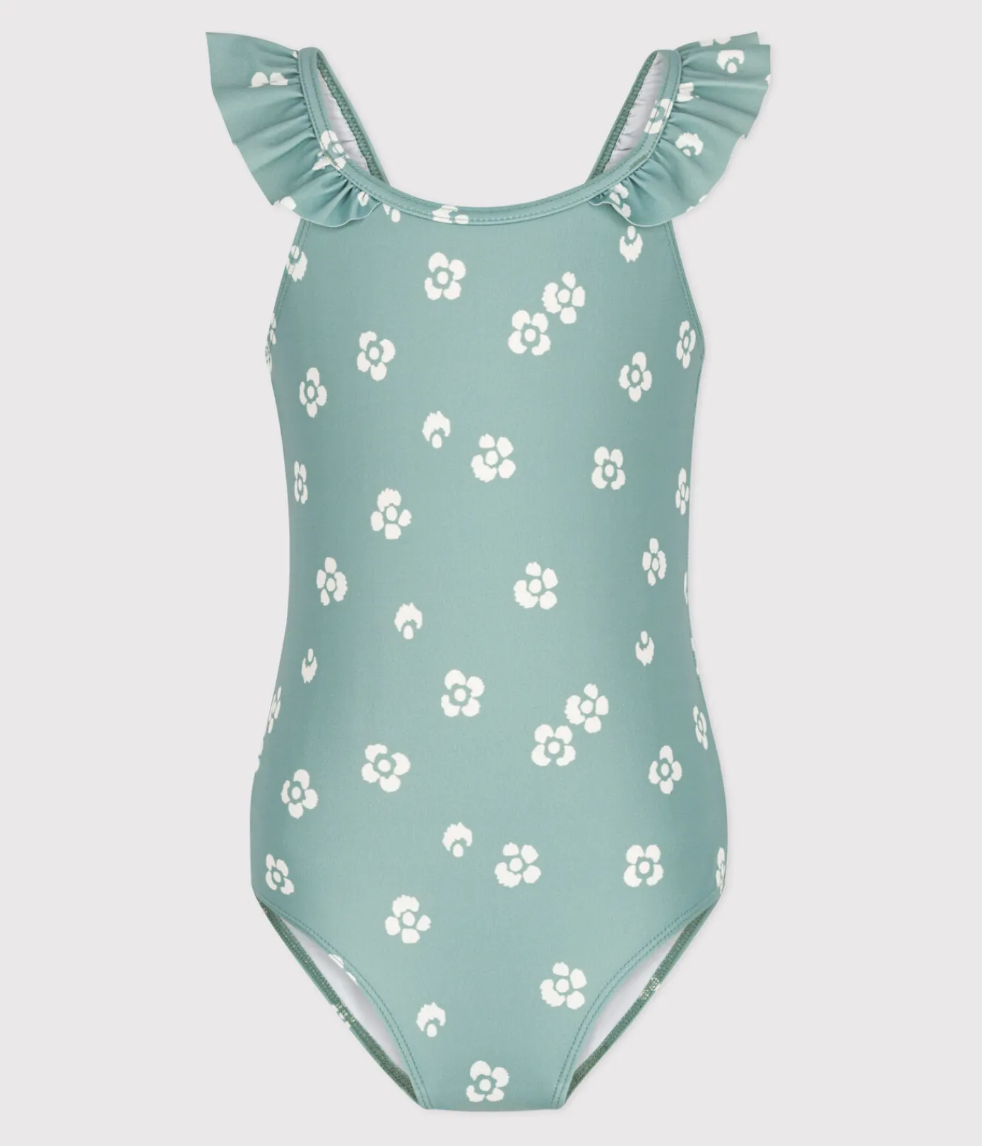 Petit Bateau Bademode, Uv-Kleidung*Einteiliger Kinder-Badeanzug mit Blumenmotiv blau PAUL/weiss MARSHMALLOW