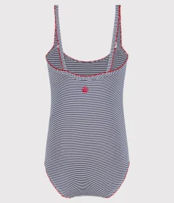 Petit Bateau Bademode, Uv-Kleidung*Einteiliger Kinder-Badeanzug mit Streifen blau MEDIEVAL/weiss MARSHMALLOW