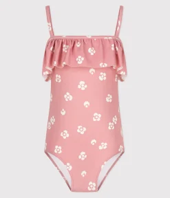 Petit Bateau Bademode, Uv-Kleidung*Einteiliger Kinder-Badeanzug mit Blumenmotiv rosa CHARME/weiss MARSHMALLOW
