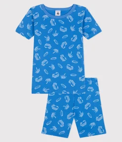 Petit Bateau Schlafanzüge, Pyjamas*Eng anliegender Kinder-Kurzpyjama aus Baumwolle mit Minibus-Motiv blau BRASIER/grau MARSHMALLOW
