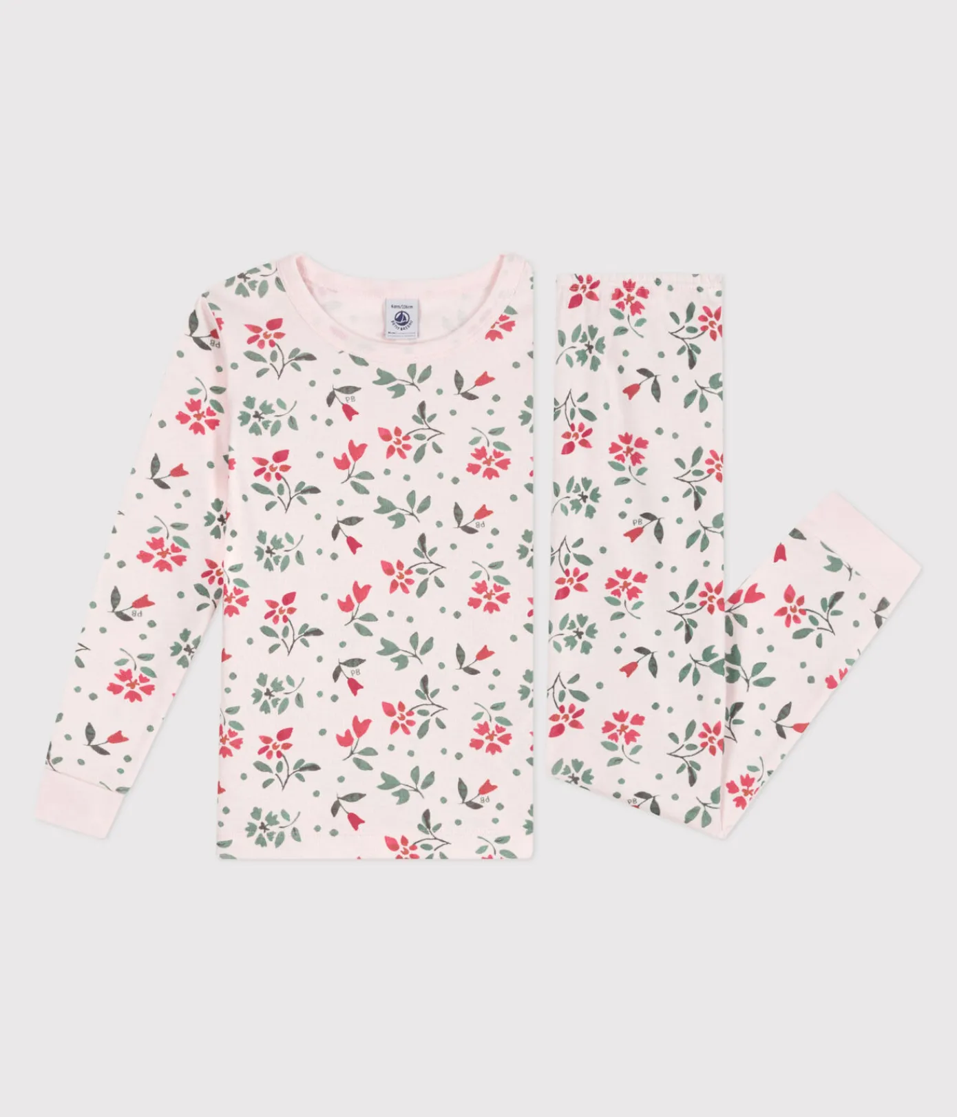 Petit Bateau Schlafanzüge, Nachthemden*Eng anliegender Kinder-Pyjama aus Baumwolle mit Blumenmuster rosa FLEUR/weiss MULTICO