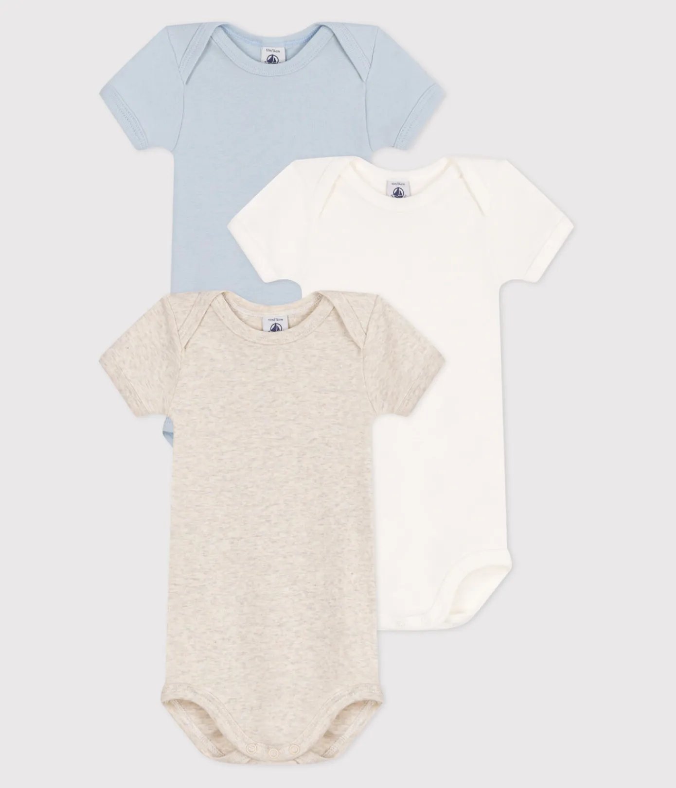 Petit Bateau Bodys*3er-Set aus einfarbigen, kurzärmeligen Bodys aus Baumwolle für Babys variante 1