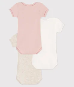 Petit Bateau Bodys*3er-Set aus einfarbigen, kurzärmeligen Bodys aus Baumwolle für Babys variante 1
