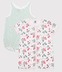 Petit Bateau Schlafanzüge, Strampler|Sets, Overalls & Latzhosen*2er-Set Baby-Kurzoverall aus Baumwolle mit Blumenmotiv variante 1