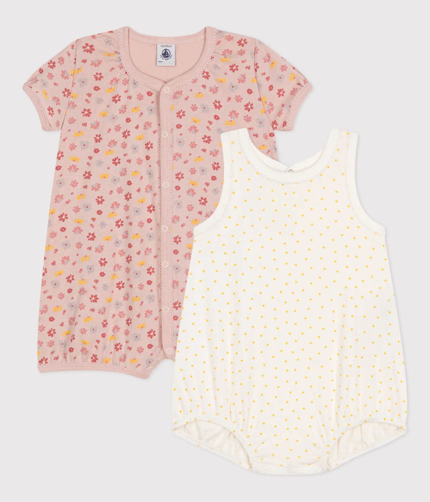 Petit Bateau Schlafanzüge, Strampler|Sets, Overalls & Latzhosen*2er-Set Baby-Kurzoveralls aus Baumwolle variante 1