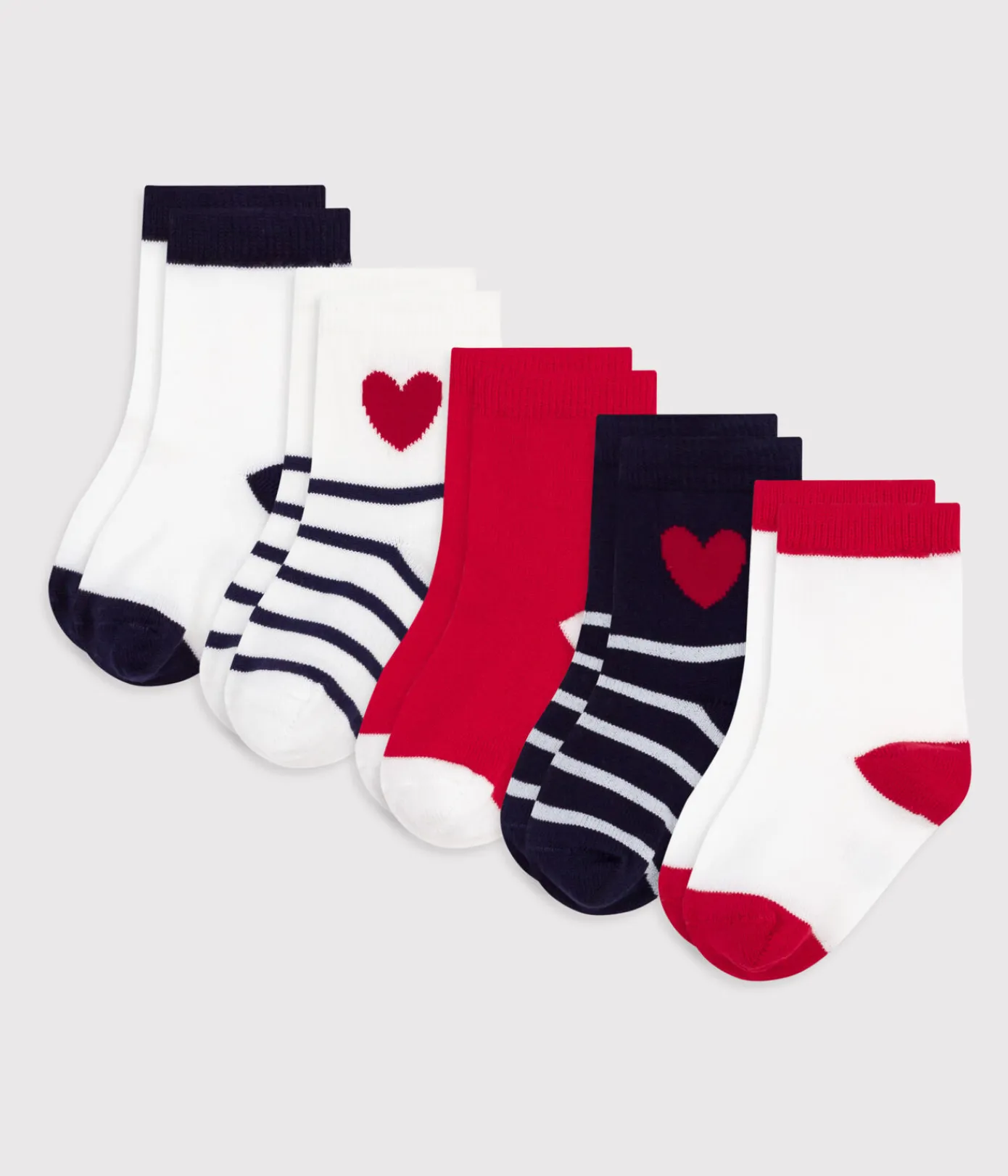 Petit Bateau Socken, Schühchen*5er-Set Baby-Socken aus Baumwolle mit Streifen und Herzen variante 1