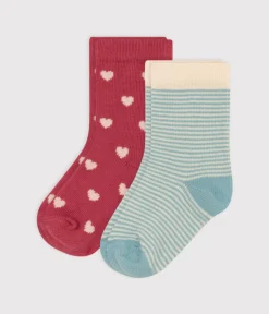 Petit Bateau Socken, Schühchen*2er-Set Babysocken aus Baumwolljersey mit Herzen variante 2