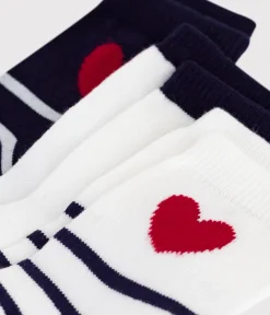 Petit Bateau Socken, Schühchen*3er-Set Baby-Socken aus Baumwolle mit Streifen und Herz variante 1