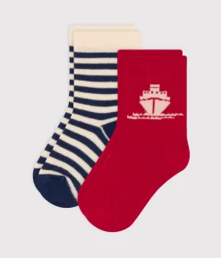 Petit Bateau Socken, Schühchen*2er-Set Babysocken aus Baumwolljersey mit Hafenmotiv variante 1