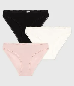 Petit Bateau Bhs, Slips, Bodys*3er-Set Damen-Slips aus einfarbigem Baumwoll-Elastan variante 1