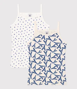 Petit Bateau Unterhemden, Tanktops|T-Shirts, Tops, Oberteile*2er-Set Kinder Spaghetti-Tops aus Baumwolle mit Paris-Motiv variante 1