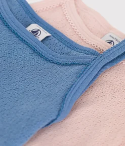 Petit Bateau Unterhemden, Tanktops|T-Shirts, Tops, Oberteile*2er-Set Kinder Spaghetti-Tops aus einfarbiger Baumwolle mit Lochstickerei variante 1
