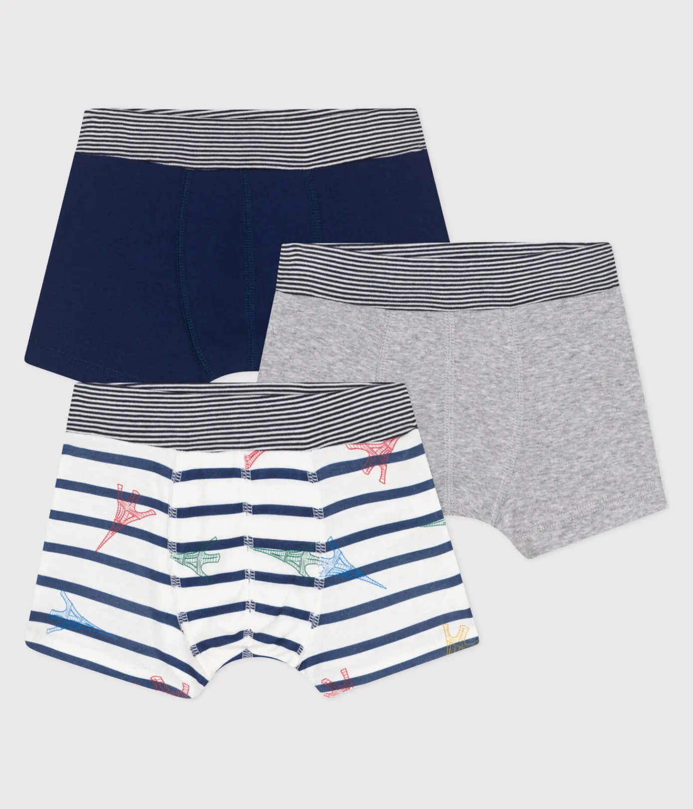 Petit Bateau Unterhosen, Boxershorts*3er-Set Kinder-Boxershorts aus Baumwolle mit überzogenem Bund Paris-Motiv variante 1