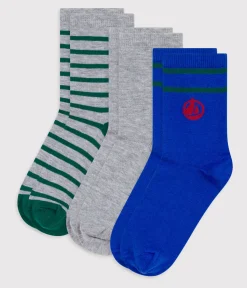 Petit Bateau Socken, Hausschuhe*3er-Set Kinder-Kniestrümpfe aus Baumwolle mit Streifen und Logo variante 1