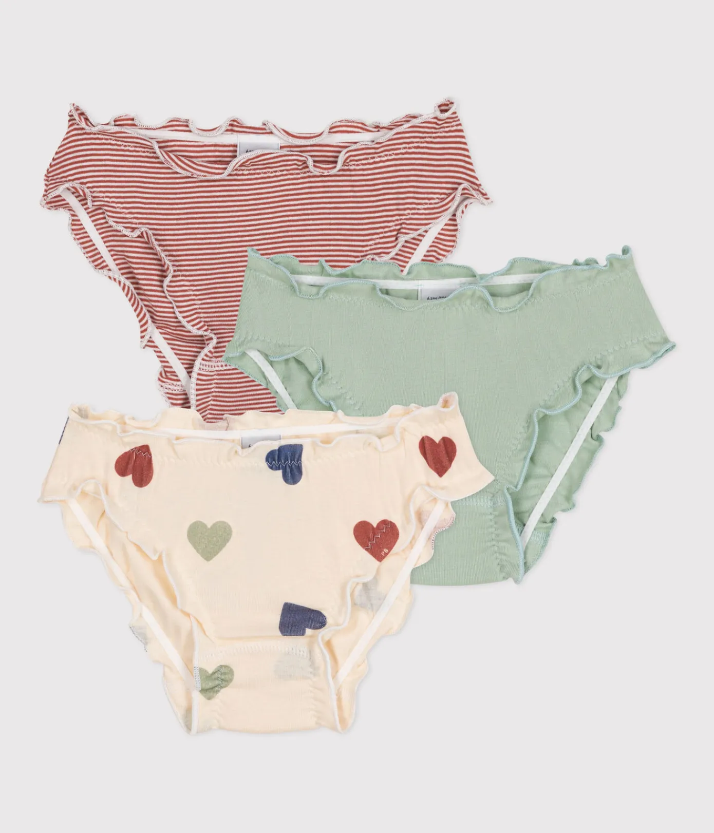 Petit Bateau Unterhosen, Shortys*3er-Set Kinder-Slips aus Baumwolle mit Rüschen variante 1