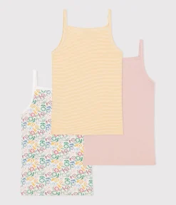 Petit Bateau Unterhemden, Tanktops|T-Shirts, Tops, Oberteile*3er-Set Kinder-Spaghetti-Tops mit Blumenmotiv variante 1