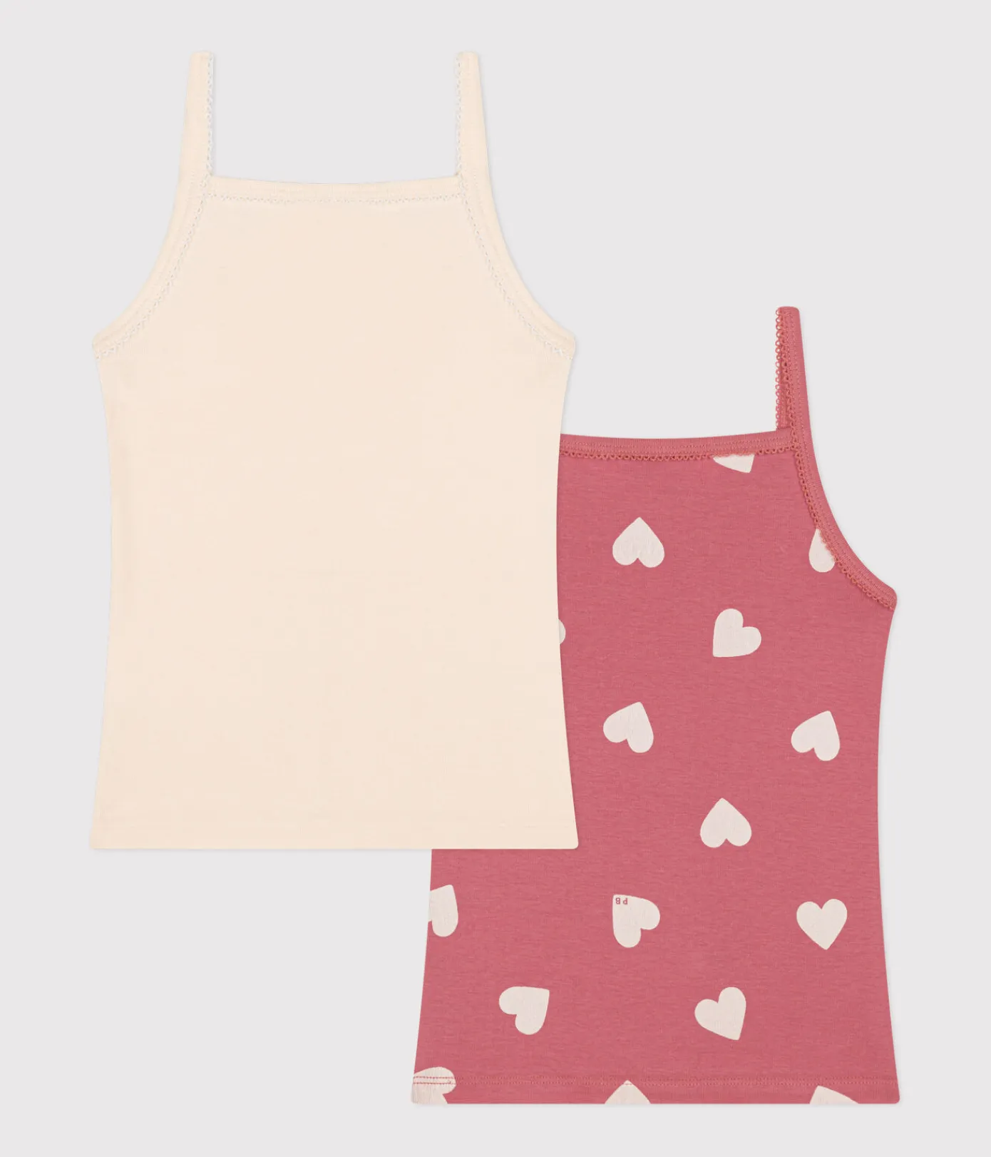 Petit Bateau Unterhemden, Tanktops|T-Shirts, Tops, Oberteile*2er-Set Kinder-Spaghetti-Tops aus Baumwolle mit Herzmotiv variante 1
