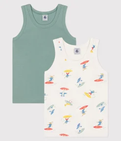 Petit Bateau Unterhemden, Tanktops|T-Shirts, Poloshirts, Hemden*2er-Set Kinder-Unterhemden aus Baumwolle mit Surf-Motiven variante 1