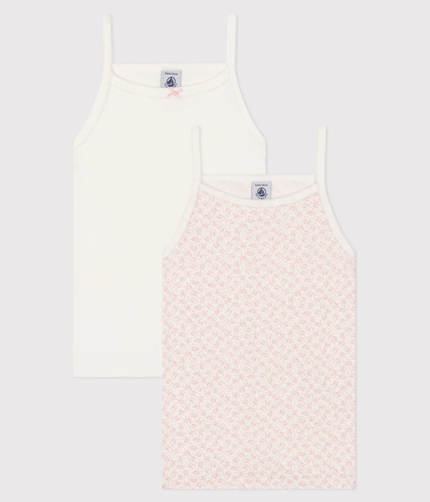 Petit Bateau Unterhemden, Tanktops|T-Shirts, Tops, Oberteile*2er-Set Kinder-Unterhemden aus Baumwolle mit Blumenmuster variante 1