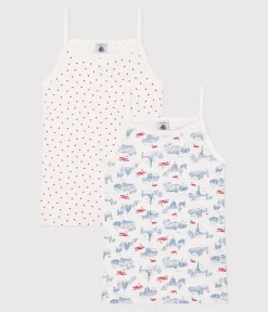 Petit Bateau Unterhemden, Tanktops|T-Shirts, Tops, Oberteile*2er-Set Kinder-Unterhemden mit schmalen Trägern aus Baumwolle Paris-Motiv variante 1