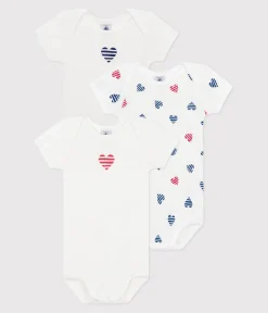 Petit Bateau Bodys*3er-Set kurzärmelige Baby-Bodys aus Baumwolle mit gestreiftem Herz-Motiv variante 1