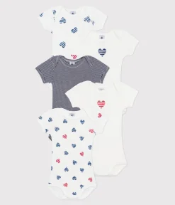 Petit Bateau Bodys*5er-Set kurzärmelige Baby-Bodys aus Baumwolle mit gestreiftem Herz-Motiv variante 1