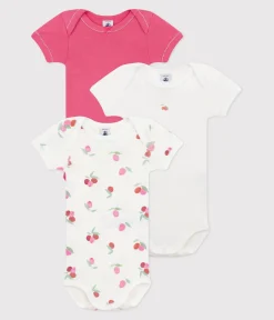 Petit Bateau Bodys*3er-Set kurzärmelige Baby-Bodys aus Baumwolle mit Blumenmuster variante 1