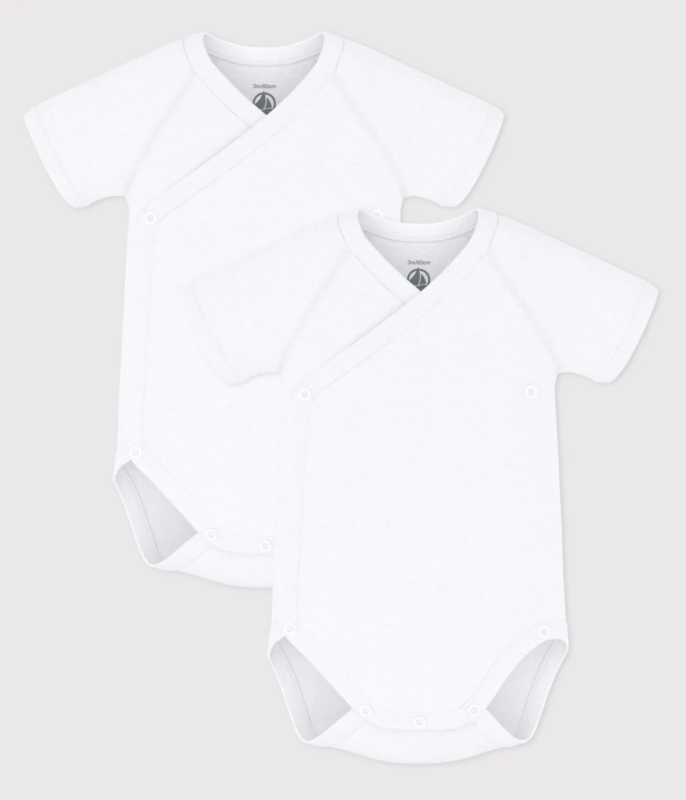 Petit Bateau Bodys|Newborn*2er-Set kurzärmelige Baby-Wickelbodys aus einfarbiger Baumwolle variante 1