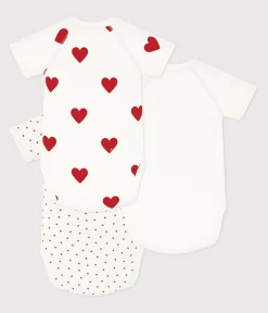 Petit Bateau Newborn|Bodys*3er-Set kurzärmelige Baby-Wickelbodys aus Baumwolle mit Herzmotiv variante 1