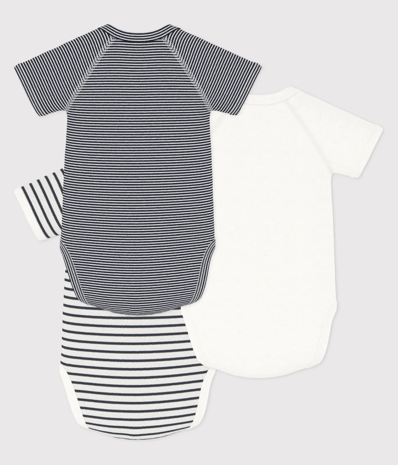 Petit Bateau Bodys|Newborn*3ER-SET KURZÄRMELIGE BABY-WICKELBODYS AUS BAUMWOLLE MIT STREIFEN variante 1