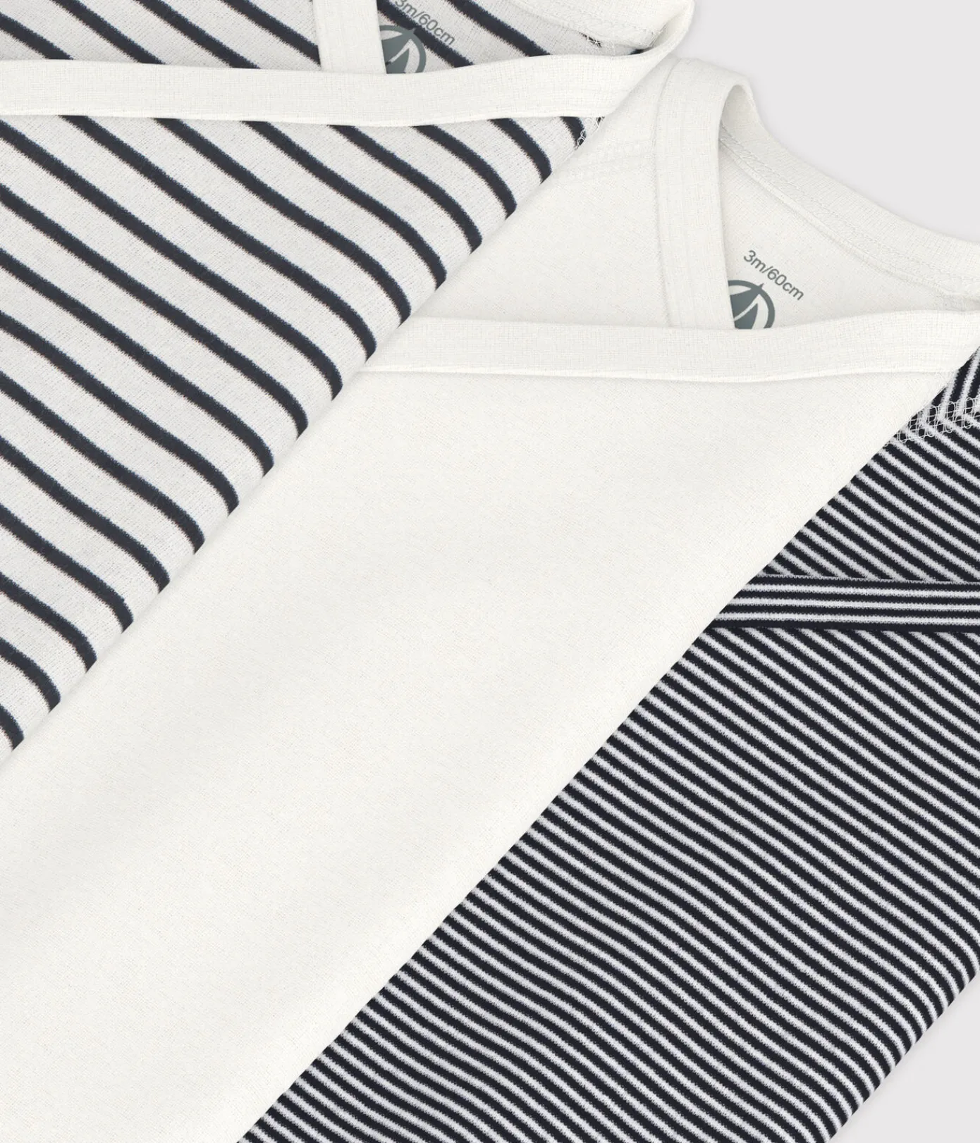 Petit Bateau Bodys|Newborn*3ER-SET KURZÄRMELIGE BABY-WICKELBODYS AUS BAUMWOLLE MIT STREIFEN variante 1
