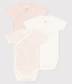 Petit Bateau Bodys|Newborn*3er-Set Kurzärmelige Baby-Wickelbodys aus Baumwolle variante 2