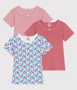 Petit Bateau Unterhemden, Tanktops|T-Shirts, Tops, Oberteile*3er-Set kurzärmelige Kinder-T-Shirts aus Baumwolle mit Blumenmotiv variante 1