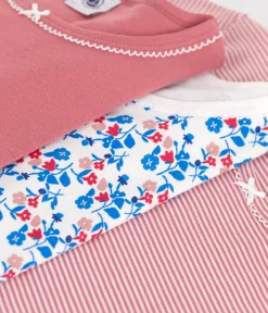 Petit Bateau Unterhemden, Tanktops|T-Shirts, Tops, Oberteile*3er-Set kurzärmelige Kinder-T-Shirts aus Baumwolle mit Blumenmotiv variante 1