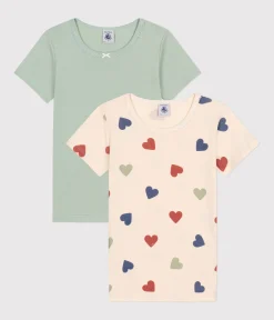Petit Bateau Unterhemden, Tanktops|T-Shirts, Tops, Oberteile*2er-Set kurzärmelige Kinder-T-Shirts aus Baumwolle mit Herzmotiv variante 1