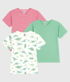Petit Bateau Unterhemden, Tanktops|T-Shirts, Poloshirts, Hemden*3er-Set kurzärmelige Kinder-T-Shirts aus Baumwolle mit Dinos variante 1