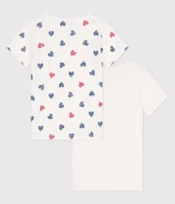 Petit Bateau Unterhemden, Tanktops|T-Shirts, Tops, Oberteile*2er-Set kurzärmelige Kinder-T-Shirts aus Baumwolle mit Herzmotiv variante 1