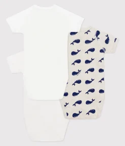 Petit Bateau Bodys|Newborn*3er-Set kurzärmelige Wickelbodys aus bedruckter Baumwolle variante 1