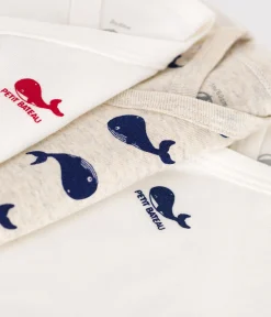 Petit Bateau Bodys|Newborn*3er-Set kurzärmelige Wickelbodys aus bedruckter Baumwolle variante 1