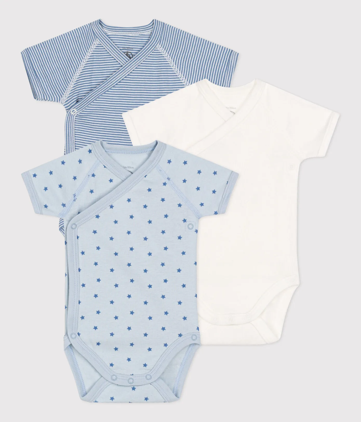 Petit Bateau Bodys|Newborn*3er-Set kurzärmelige Wickelbodys aus Baumwolle variante 1