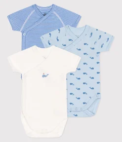 Petit Bateau Bodys|Newborn*3er-Set kurzärmelige Wickelbodys aus bedruckter Baumwolle variante 1