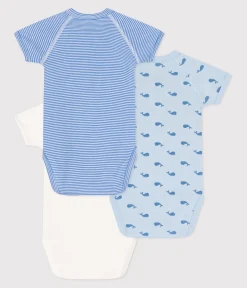 Petit Bateau Bodys|Newborn*3er-Set kurzärmelige Wickelbodys aus bedruckter Baumwolle variante 1