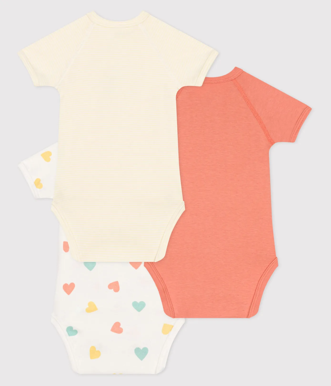 Petit Bateau Bodys|Newborn*3er-Set kurzärmelige Wickelbodys aus Baumwolle mit Herzmuster variante 1