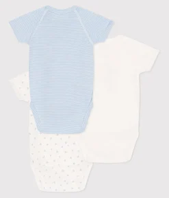 Petit Bateau Bodys|Newborn*3er-Set kurzärmelige Wickelbodys aus bedruckter Baumwolle variante 1
