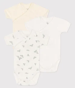 Petit Bateau Bodys|Newborn*3er-Set kurzärmelige Wickelbodys aus bedruckter Baumwolle variante 1