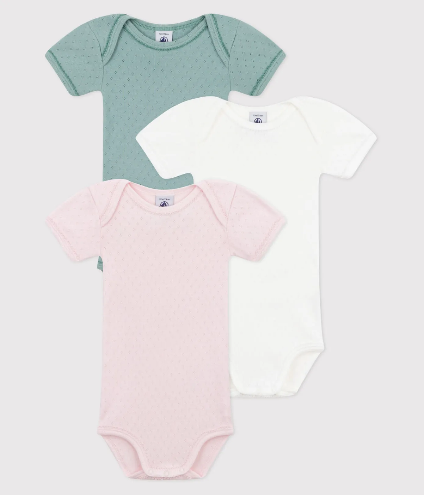 Petit Bateau Bodys*3er-Set kurzärmeliger Baby-Bodys aus einfarbiger Baumwolle variante 1